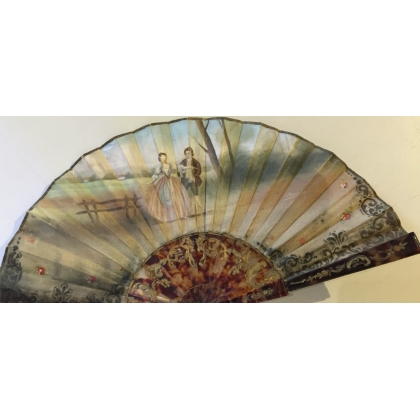 Tortoiseshell fan with painted decoration by  Moinat SA  - Antiques and home décor