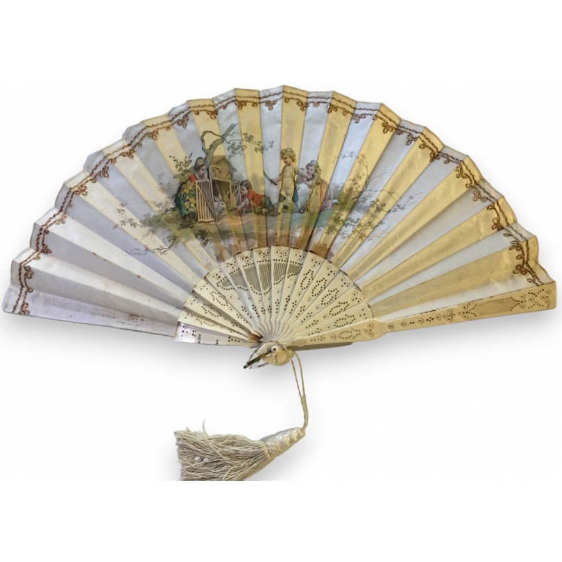 Ivory and silk fan with painted decoration by  Moinat SA  - Antiques and home décor