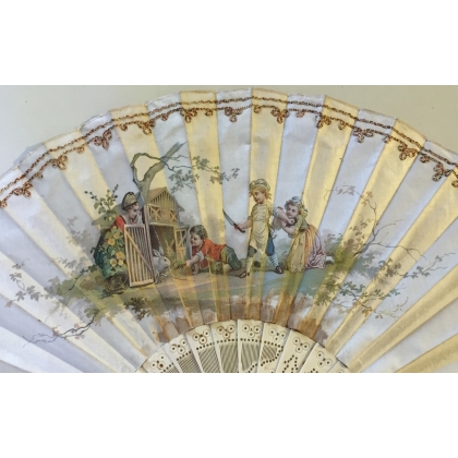Ivory and silk fan with painted decoration by  Moinat SA  - Antiques and home décor