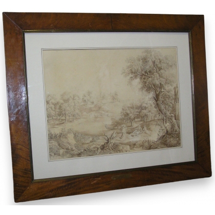  Dessin sur papier "Paysage et sur  Moinat SA  - Antiquités décoration