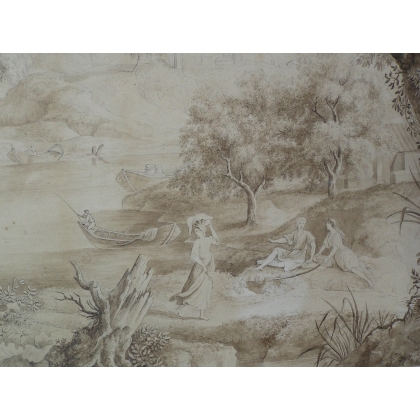  Dessin sur papier "Paysage et sur  Moinat SA  - Antiquités décoration