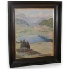 Tableau \"Vue d\'un lac\" signé P. LÉPINARD