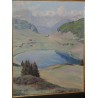 Tableau \"Vue d\'un lac\" signé P. LÉPINARD