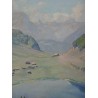 Tableau \"Vue d\'un lac\" signé P. LÉPINARD
