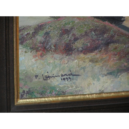 Tableau \"Vue d\'un lac\" signé P. LÉPINARD
