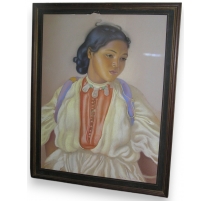 Pastel "Portrait d'une jeune fille" signé MARTIN