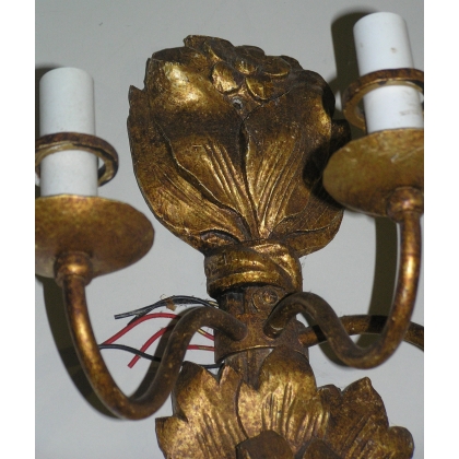 Pair of 6-light wall lights, made of wood, by Moinat SA – Antiques and home décor
