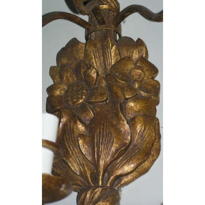Pair of 6-light wall lights, made of wood, by Moinat SA – Antiques and home décor