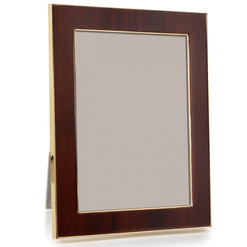 Picture frame, mahogany and gold metal,