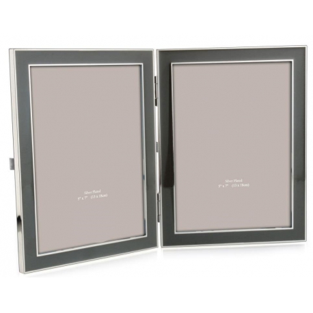 Cadre photo double émaillé taupe sur Moinat SA  - Antiquités décoration 