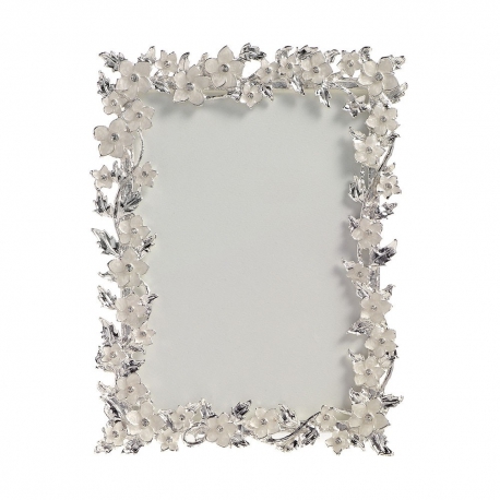 Cadre photo Fleurs émaillées crème sur Moinat SA  - Antiquités décoration 