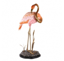 Flamant rose en porcelaine et bronze