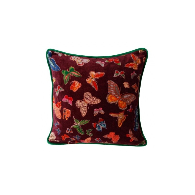 Cushion "Butterfly" a velvet violet background