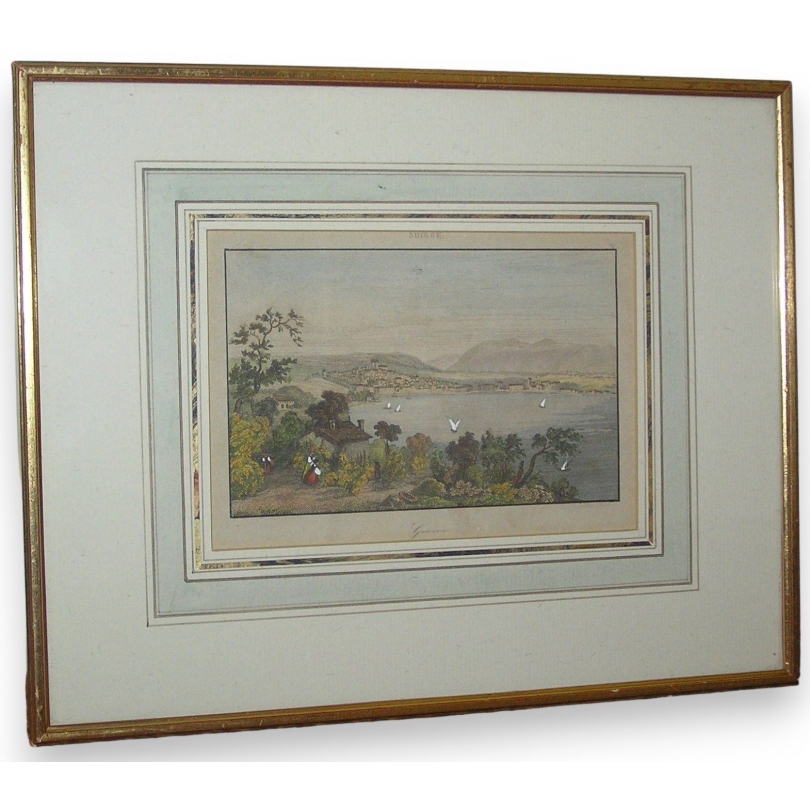 Gravure sur papier "Genève" de  sur Moinat SA  - Antiquités décoration -  Gravures, Lithos