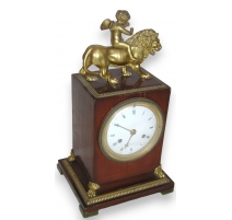 Empire clock "Lion", signed Dubuc Jeune.