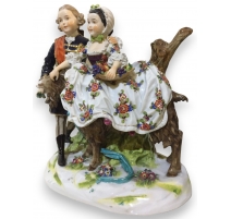 Groupe avec chèvre en porcelaine Capo di Monte