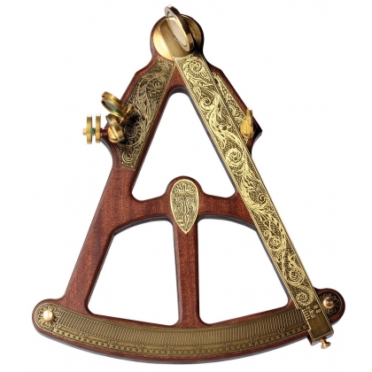 Sextant reproduction en laiton et bois