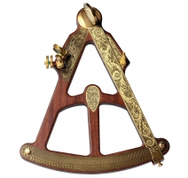 Sextant reproduktion aus messing und holz