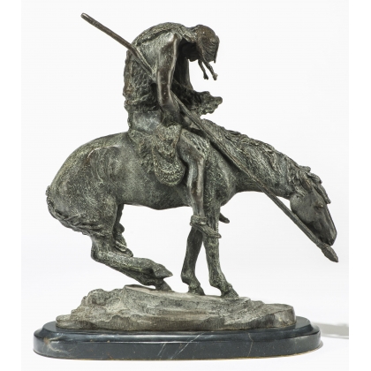 Sculpture \"La fin de la piste\", en bronze.