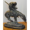 Sculpture \"La fin de la piste\", en bronze.