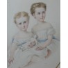 Aquarelle "Enfants", signée L'HARDY-DUFOUR.  sur Moinat SA  - Antiquités décoration -  Gouaches, Aquarelles, Pastels