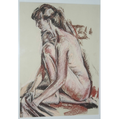 Pastel "Femme nue", signé Jean-Louis MERRÉ.  sur Moinat SA  - Antiquités décoration -  Gouaches, Aquarelles, Pastels