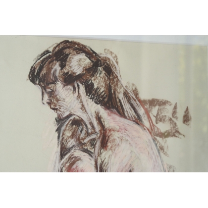 Pastel "Femme nue", signé Jean-Louis MERRÉ.  sur Moinat SA  - Antiquités décoration -  Gouaches, Aquarelles, Pastels