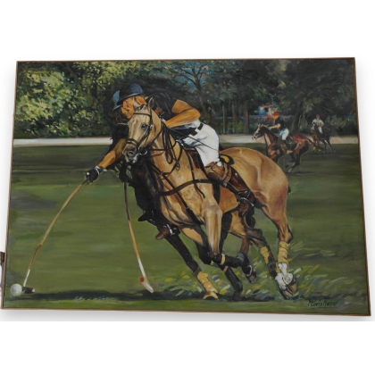 Tableau \"Alesan polo\", signé Jean-Louis MERRÉ.