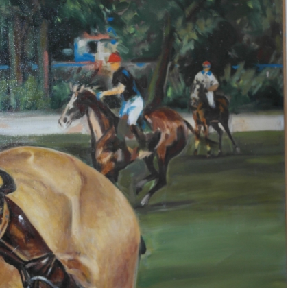 Tableau \"Alesan polo\", signé Jean-Louis MERRÉ.
