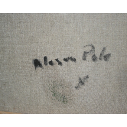 Tableau \"Alesan polo\", signé Jean-Louis MERRÉ.
