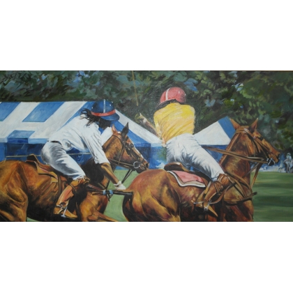 Paintings | Painting entitled ‘Polo fighting’, signed by Jean-Louis MERRÉ. Moinat SA  – Antiques and home décor