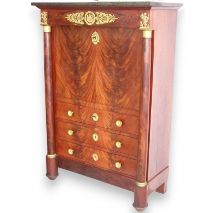 Empire escritoire with 3 drawers. Black marble top