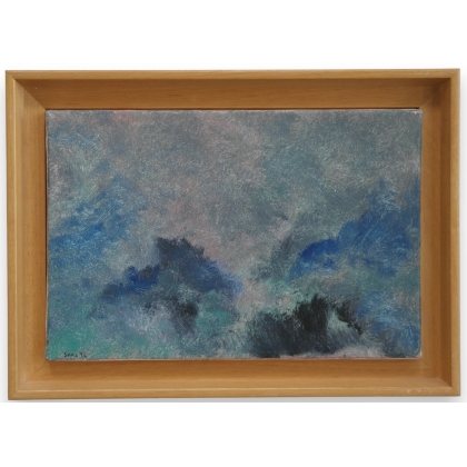 Tableau \"Bleu\", signé SOAZ, daté 94.