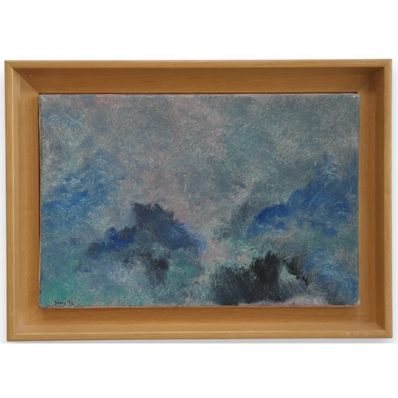 Tableau "Bleu", signé SOAZ, daté 94.