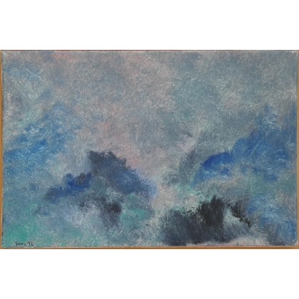 Paintings | Painting entitled ‘Bleu’, signed SOAZ, dated 94. Moinat SA  – Antiques and home décor