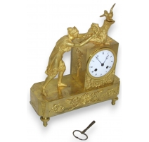 Woman with doves ormolu mantel clock. Paris.