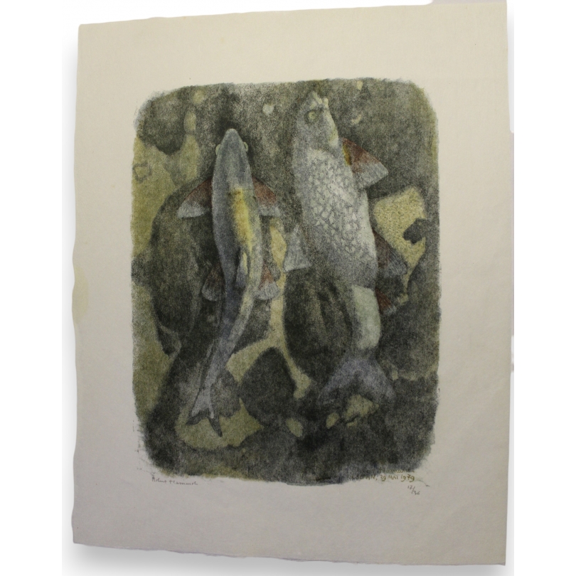Gravure "Deux hotus", signée Robert HAINARD.