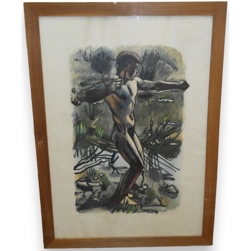 Engraving entitled ‘The Stone-Thrower’, signed HAINARD, on Moinat SA – Antiques and decorative items – Engravings, lithographs