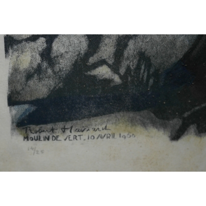 Engraving entitled ‘The Stone-Thrower’, signed HAINARD, on Moinat SA – Antiques and decorative items – Engravings, lithographs