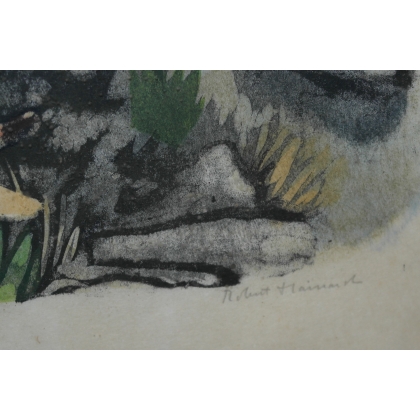 Engraving entitled ‘The Stone-Thrower’, signed HAINARD, on Moinat SA – Antiques and decorative items – Engravings, lithographs