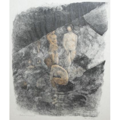 Gravure "Le bain dans la grotte" signée HAINARD  sur Moinat SA  - Antiquités décoration -  Gravures, Lithos