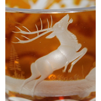 Bowl decorated with a stag and a tree. at  Moinat SA  - Antiques and home décor
