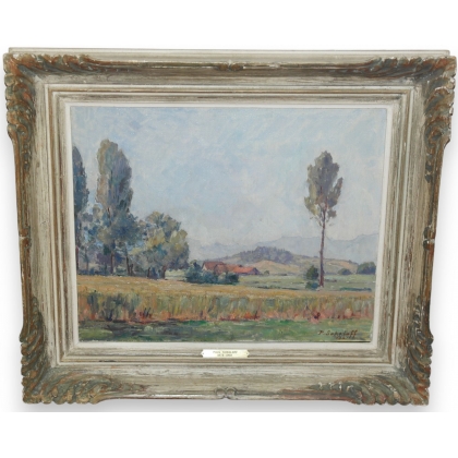 Tableau \"Campagne Genevoise\" signé P. SOKOLOFF
