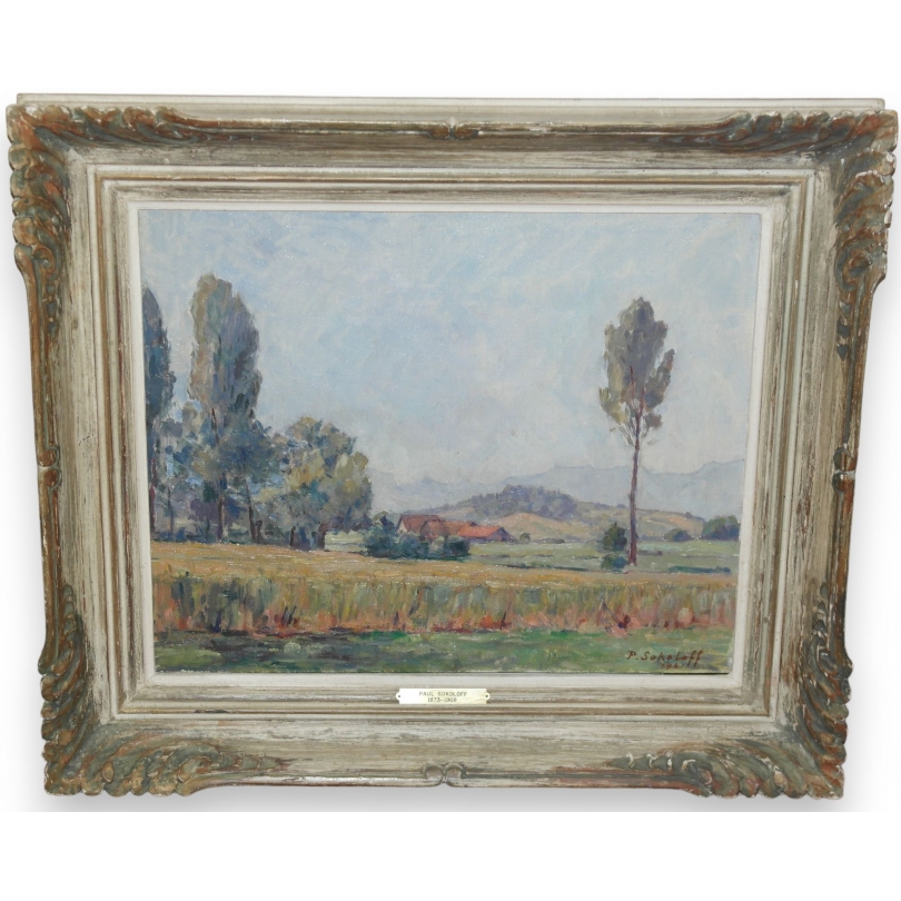 Paintings | Painting entitled ‘Geneva Countryside’ signed P. SOKOLOFF Moinat SA  - Antiques and home décor
