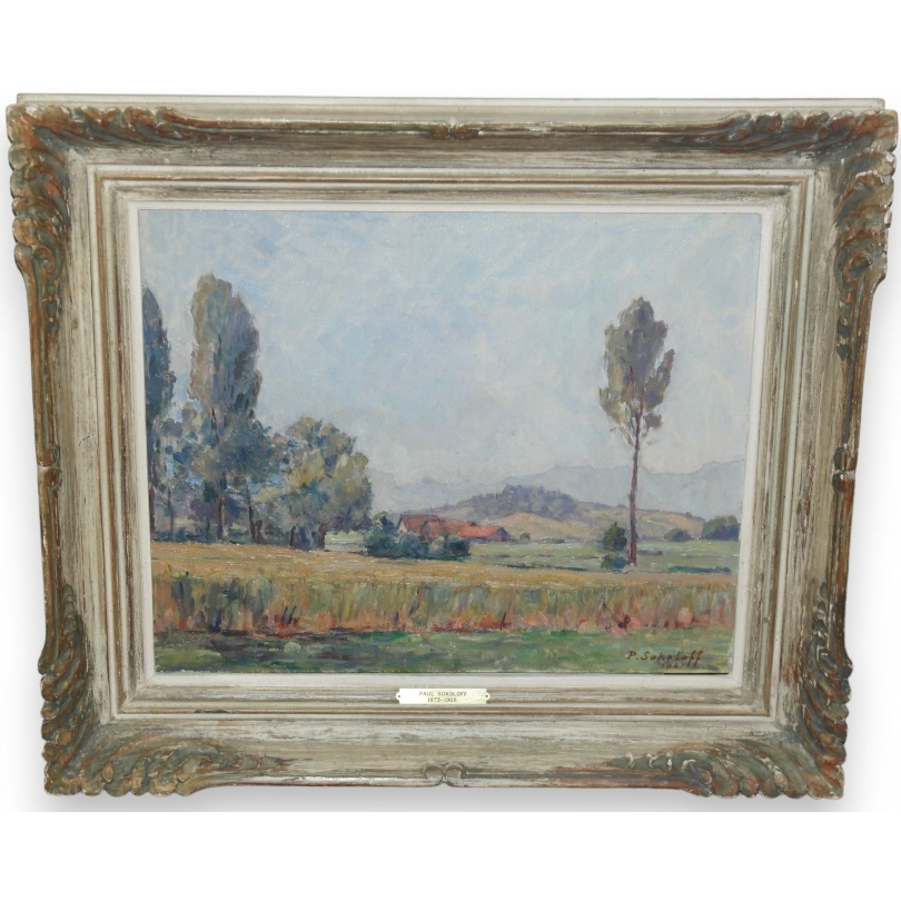 Tableau "Campagne Genevoise" signé P. SOKOLOFF