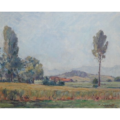 Paintings | Painting entitled ‘Geneva Countryside’ signed P. SOKOLOFF Moinat SA  - Antiques and home décor