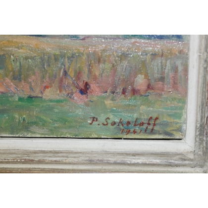 Paintings | Painting entitled ‘Geneva Countryside’ signed P. SOKOLOFF Moinat SA  - Antiques and home décor