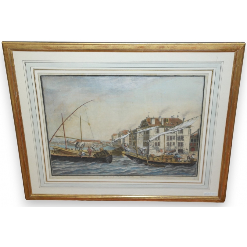 Gravure "Genève" par François HESS  sur Moinat SA  - Antiquités décoration -  Gravures, Lithos