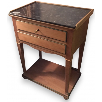 Bedside Directoire style cherry wood top marble