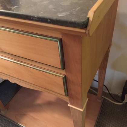 Directoire-style bedside table in cherry wood with a marble top by  Moinat SA  - Antiques and home décor